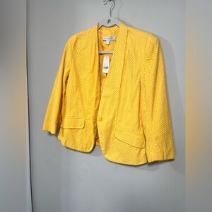New York & Company Yellow Textured Women's Blazer